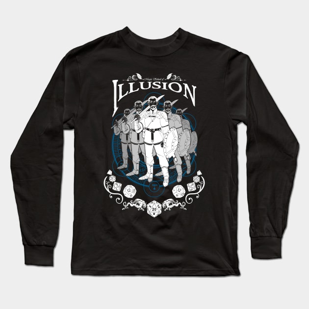 Illusion - D&D Magic School Series: White Text Long Sleeve T-Shirt by Milmino